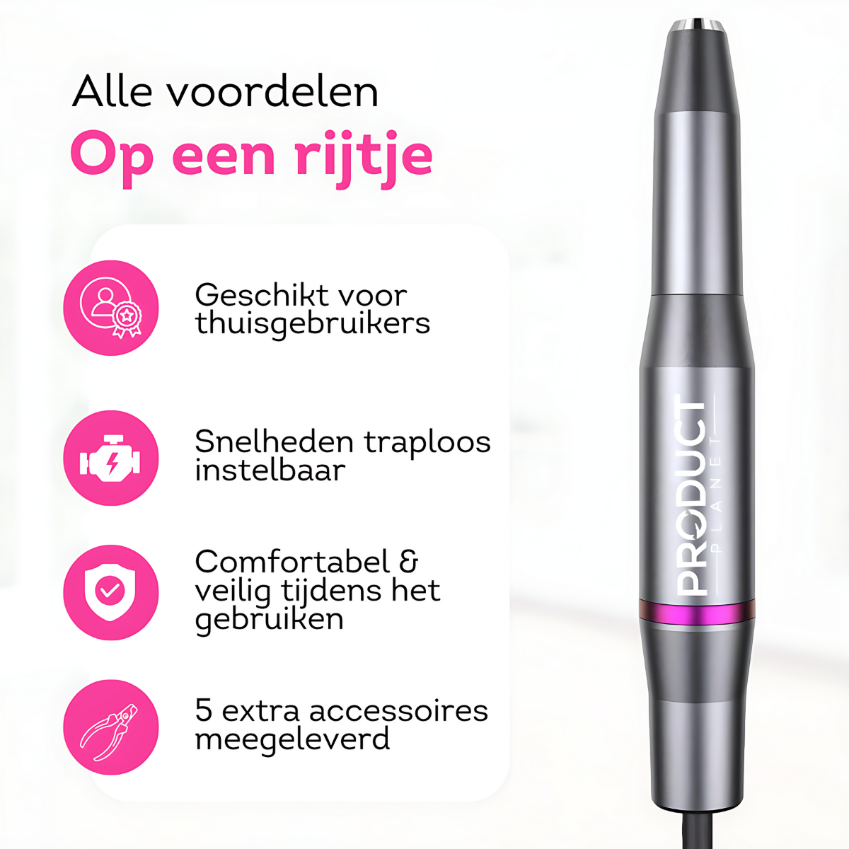 Ontdek de voordelen: elektrische nagelvijl met accessoires voor professionele resultaten. Veilig en gemakkelijk in gebruik