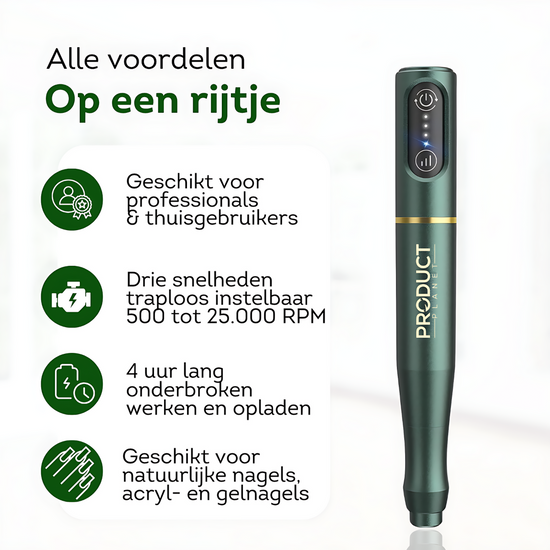 Draadloos gemak: onze nagelvijl biedt vrijheid en flexibiliteit. Perfect voor professionele resultaten waar en wanneer je maar wilt!