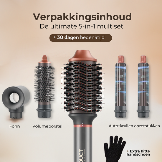 Inclusief diverse opzetstukken voor verschillende stylingopties. Onze veelzijdige airstyler wordt geleverd met alles wat je nodig hebt